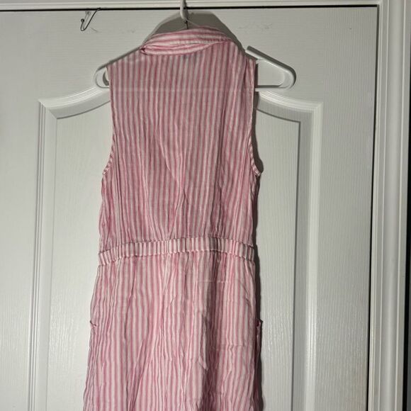Naked Zebra Pink White Striped Shorts Button Front Romper With Pockets Size S - Picture 8 of 11